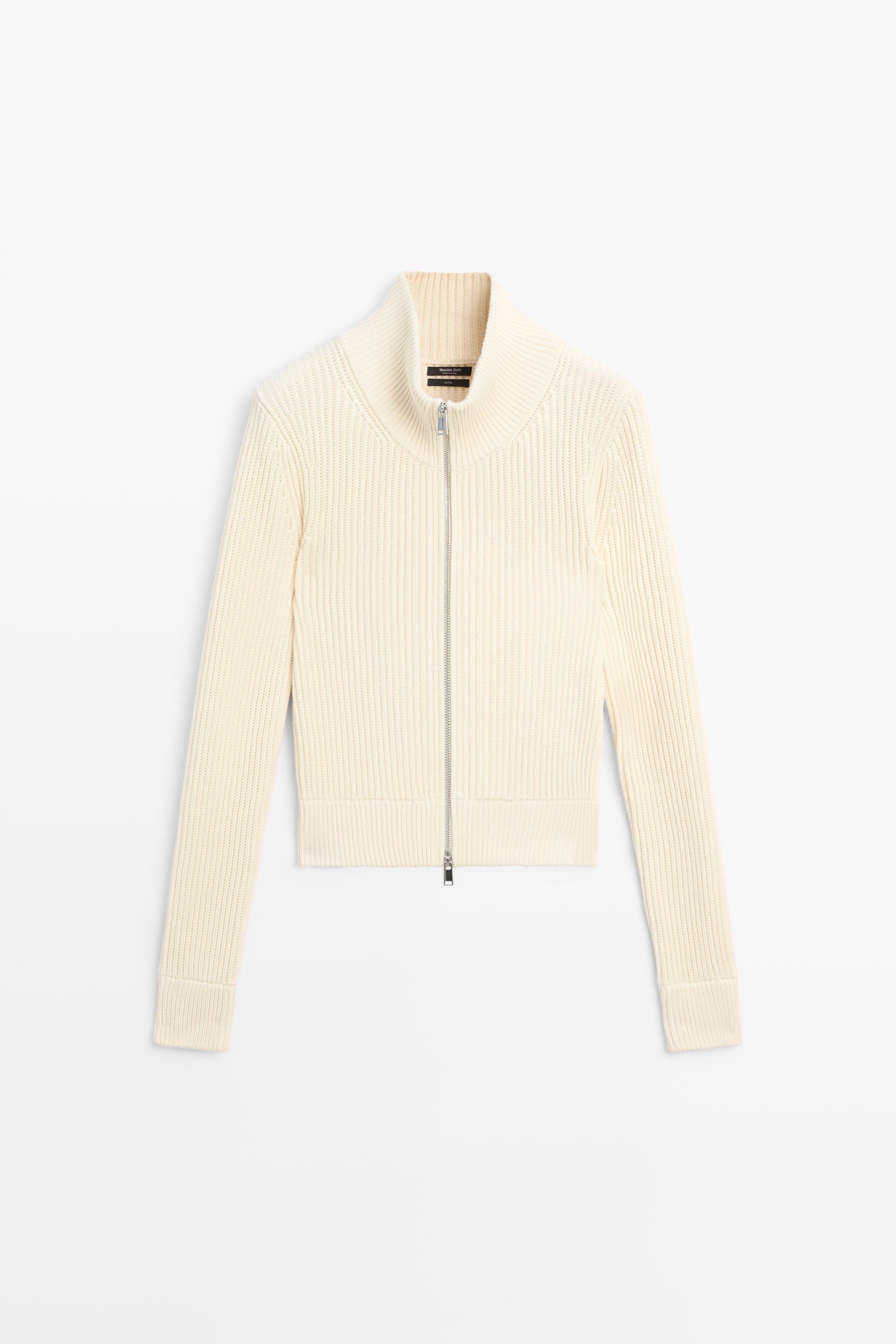 Cardigan en maille à côtes perlées 100 % coton